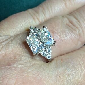 Radiant 925 Silver Moissanite 5.4 ctw Women’s Ring Sz 9